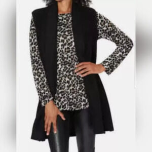 Mario Serrani Shawl collar sleeveless Cardigan Knit sweater vest black 2X